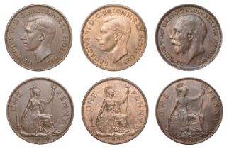 George V, Penny, 1917 (S 4051); George VI, Pennies (2), 1950, 1951 (S 4117) [3]. Extremely f...