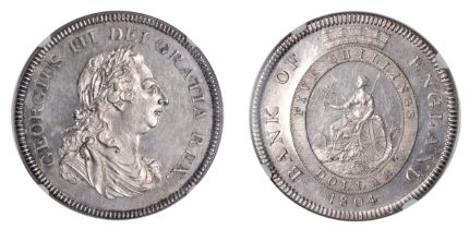 George III (1760-1820), Bank of England, Dollar, 1804, types D/2a, leaf to end of e in dei,...