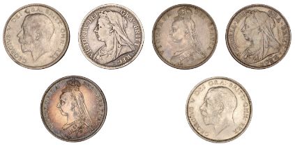 Victoria, Halfcrowns (4), 1887 (2), 1899, 1901 (S 3924, 3938); George V, Halfcrowns (2) 1911...
