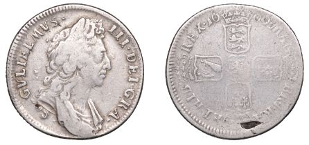 William III (1694-1702), Shilling, 1669, error date, first bust (ESC 1114; S 3497). Obverse...
