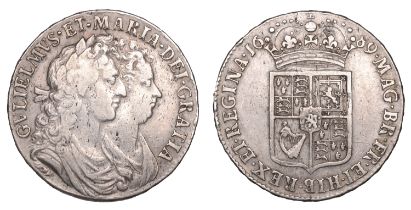 William and Mary (1688-1694), Halfcrown, 1689, second shield, no frosting, no pearls, edge p...