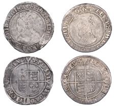 Elizabeth I, Shillings (2), First issue, mm. lis, bust 2B, 5.85g/12h; Second issue, mm. cros...