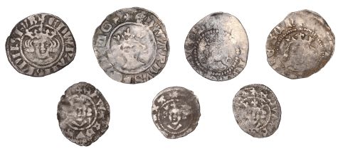 Edward I, Halfpenny, class 7, London, double-barred ns both sides, 0.60g/9h (S 1435); togeth...