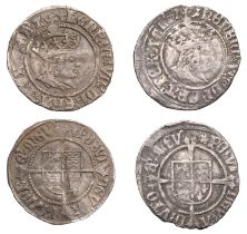 Henry VII, Halfgroats (2), both Profile issue, London, mm. lis, 1.36g/9h; York, mm. martlet...