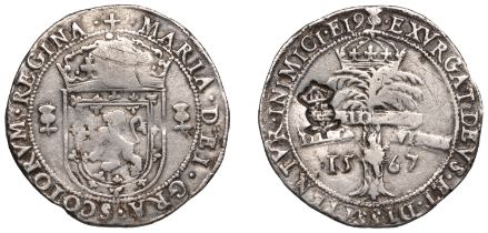 Mary (1542-1567), Fifth period (Second Widowhood), One-Third Ryal, 1567, mm. thistle on rev....