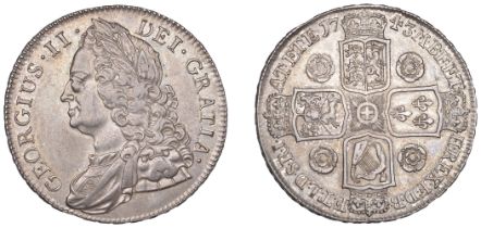 George II (1727-1760), Crown, 1743, roses, edge decimo septimo (ESC 1667; S 3688). Good very...