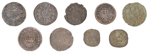 Charles I, Farthing, Maltravers type 2, mm. bell, 0.59g/12h (S 3198); together with other Fa...