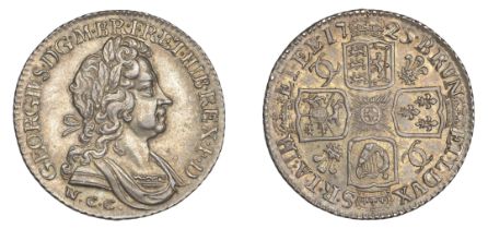 George I (1714-1727), Shilling, 1725 wcc, second bust, harp with 6 strings (ESC 1596; S 3650...