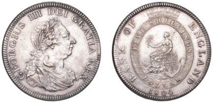 George III (1760-1820), Bank of England, Dollar, 1804, types A/2, leaf to upright of e in de...