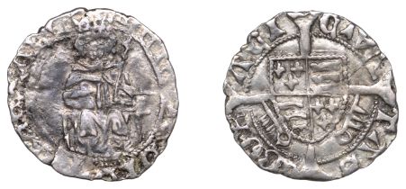 Henry VII (1485-1509), Penny, Sovereign type, York, Abp Rotherham, no mm., single pillar to...