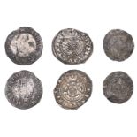 James I, Halfgroat, mm. trefoil, 0.91g/1h, Penny, mm. rose (?), 0.35g/12h (S 2659, 2661); to...