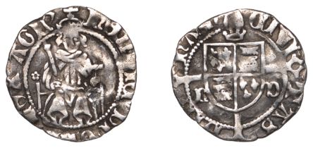 Henry VII (1485-1509), Penny, Sovereign type, Durham, Bp Fox, throne with single pillar, rd...