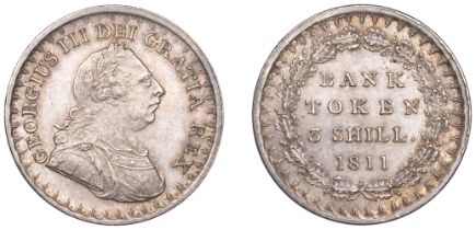 George III (1760-1820), Bank of England, Three Shillings, 1811 (ESC 2065; S 3769). About ext...