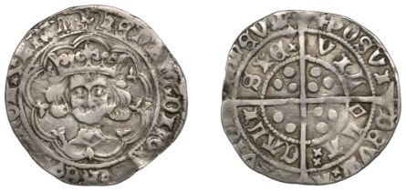 Henry VI (First reign, 1422-1461), Leaf-Mascle issue, Groat, Calais, mm. cross V, leaf on br...