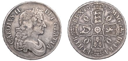 Charles II (1660-1685), Crown, 1677, third bust, edge vicesimo nono (ESC 398; S 3358). Clean...