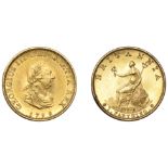 George III (1760-1820), Pre-1816 issues, Proof Farthing, 1799 (late Soho), in gilt-copper, e...