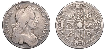 Charles II (1660-1685), Crown, 1681, fourth bust, edge tricesimo tertio (ESC 414; S 3359). T...