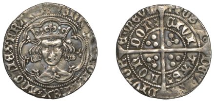 Henry VI (First reign, 1422-1461), Annulet issue, Groat, London, mm. cross II, fleur on brea...