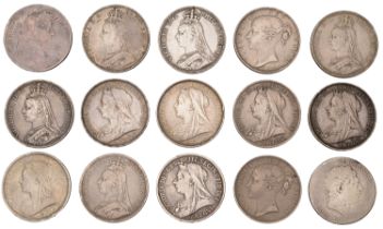 Charles II to Victoria, Crowns (15), 1676, 1819, 1844, 1845, 1889 (2), 1891, 1890 (2), 1893...