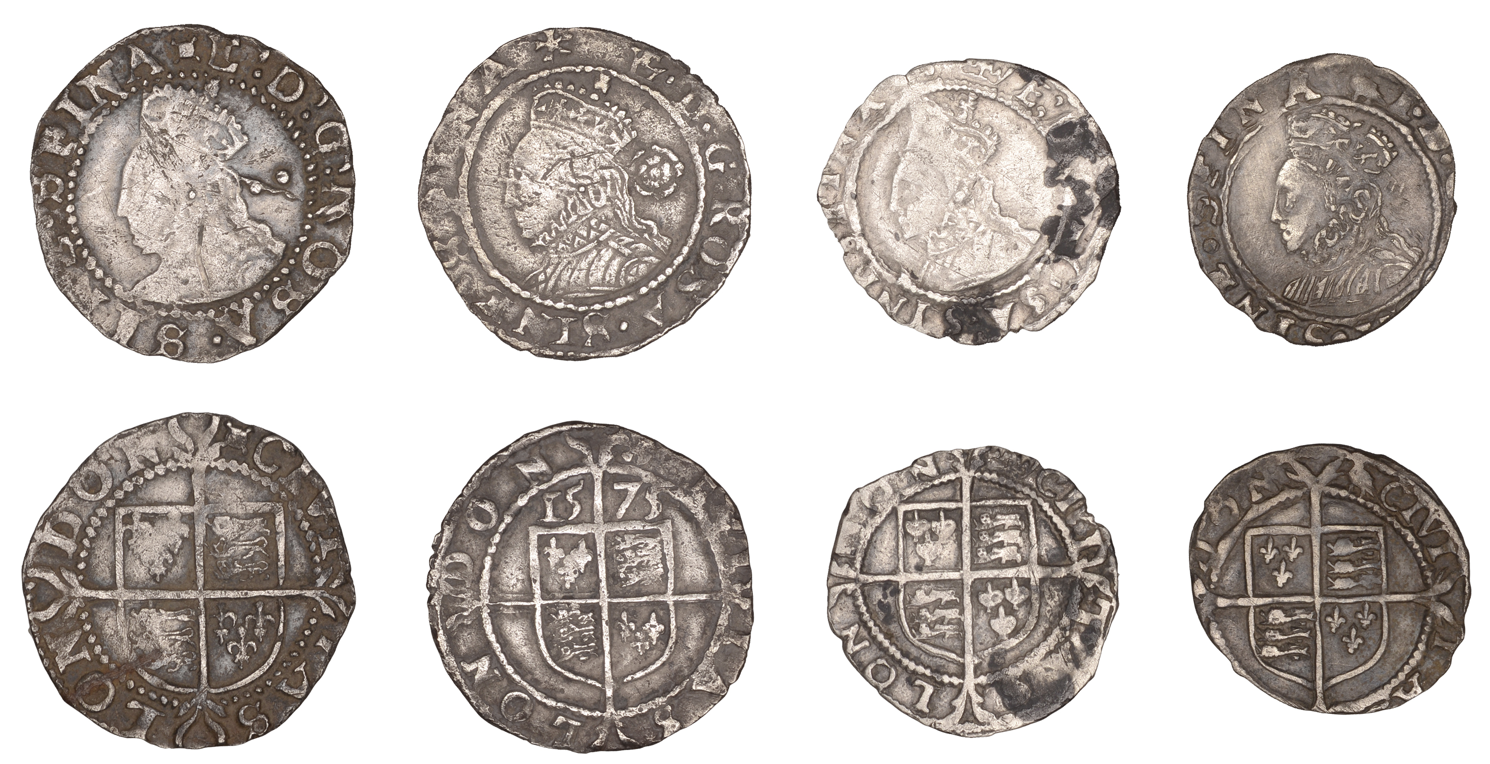 Elizabeth I, Fourth issue, Threehalfpence, 1575, mm. eglantine, 0.70g/1h (S 2569); together...