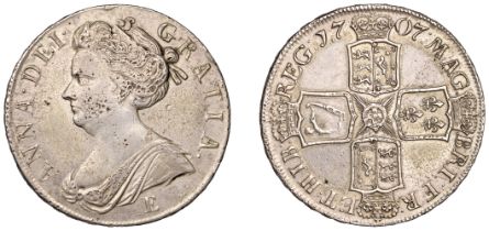 Anne (1702-1714), Crown, 1707e, edge sexto (ESC 1352; S 3600). Cleaned and possibly gilt at...