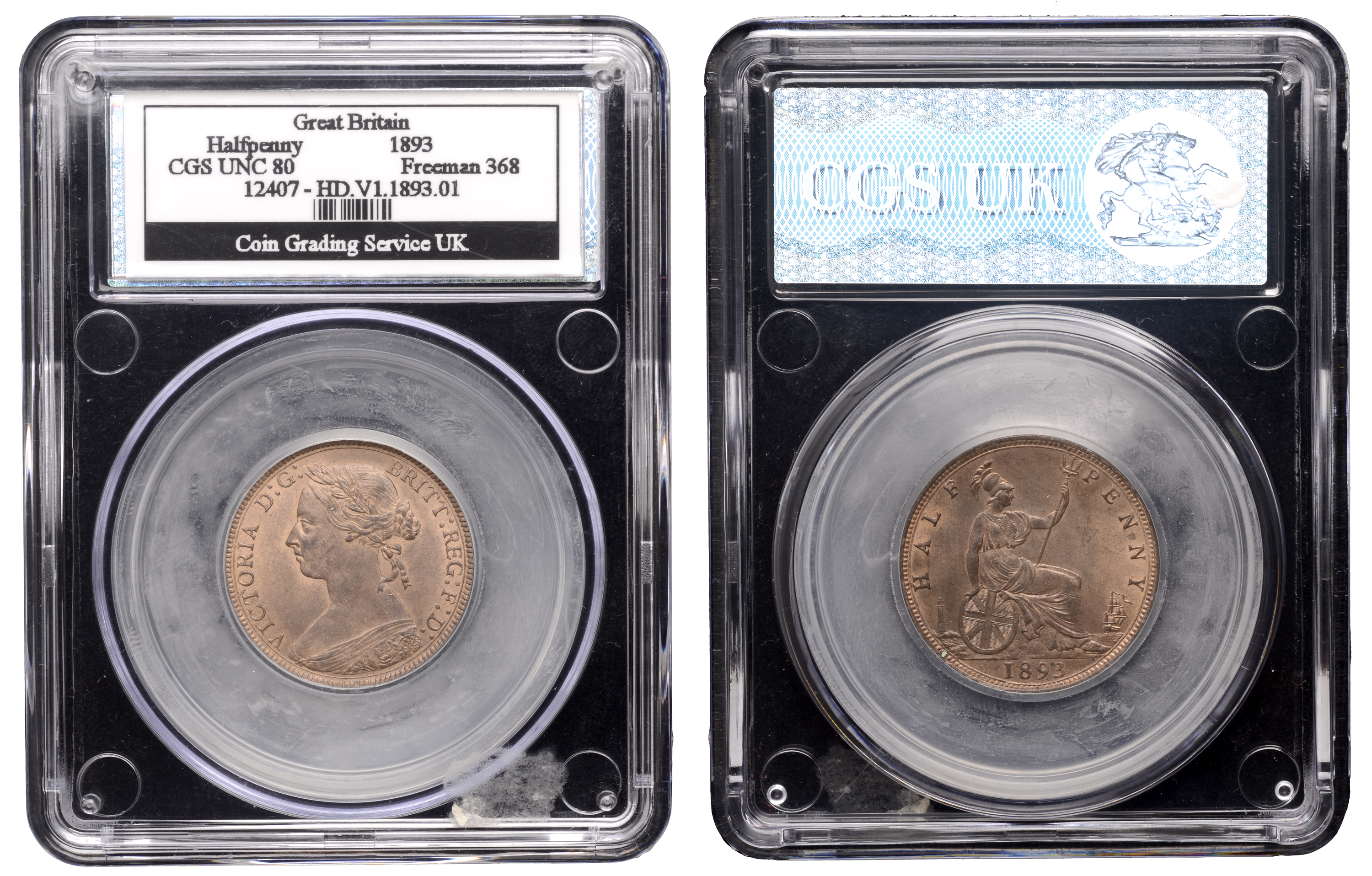 Victoria (1837-1901), Halfpenny, 1893 (BMC 1852; S 3956). Good extremely fine with some orig...