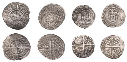 Richard II, Halfpence (2), both Intermediate coinage, London, 0.51g/12h, 0.47g/4h (N 1332a;...