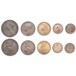 Victoria, Halfpenny, 1860 beaded border; Farthings (2), 1849, 1884; Third-Farthing, 1868 (S...
