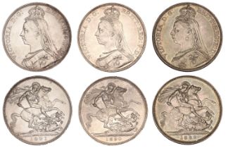 Victoria, Crowns (3), 1889, 1890, 1891 (ESC 2589-91; S 3921) [3]. First good very fine, seco...
