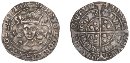 Henry VI (First reign, 1422-1461), Leaf-Trefoil issue, Class B, Groat, London, mm. crosses I...