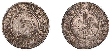 Cnut (1016-1035), Penny, Pointed Helmet type, Lewes, Guthfrithr, godefriÃ° on lÃ¦ppe:, 1.07g/3...