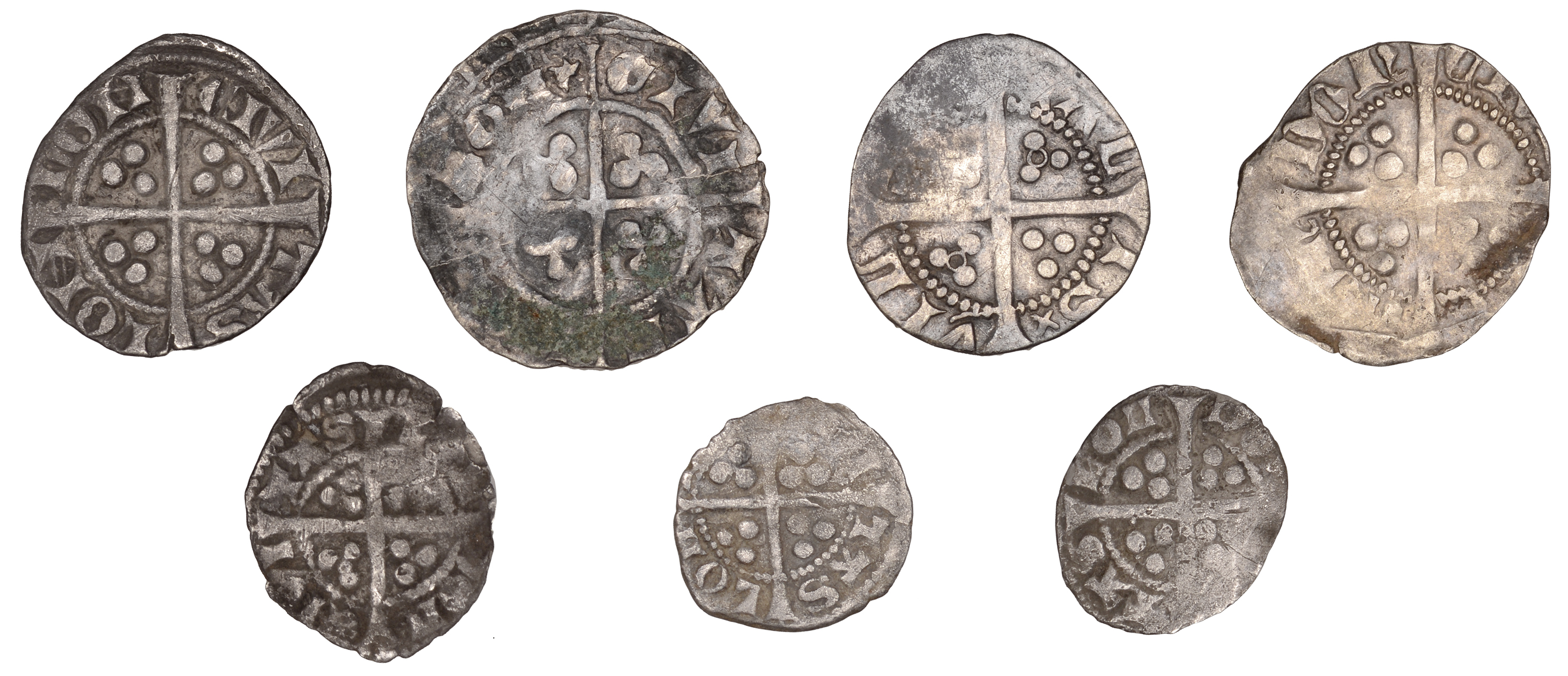 Edward I, Halfpenny, class 7, London, double-barred ns both sides, 0.60g/9h (S 1435); togeth... - Image 2 of 2