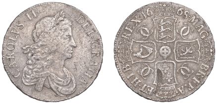 Charles II (1660-1685), Crown, 1668, second bust, edge vicesimo (ESC 373; S 3357). Gouge on...