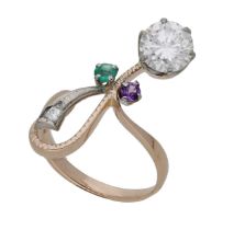 Of Suffragette interest: A diamond ring, circa 1900, designed as a flower and set with an ol...