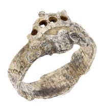 A 15th century silver-gilt Fede finger ring, one side decorated with a rectangular-shaped pa...