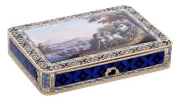 A Swiss snuff box, by RÃ©mond Lamy & Cie, Geneva, circa 1800, of rectangular form with rounde...