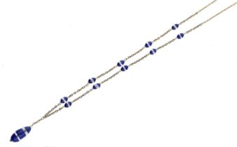 A late 19th century lapis lazuli and rock crystal necklace, the cable and ropetwist-link...