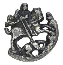 A silver gilt pilgrim badge, circa 1500, the openwork cast design of St George on horseback...
