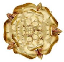 A late 19th century brooch/pendant, the gold Tudor Rose with bloomed finish, unmarked,...