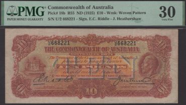 Commonwealth of Australia, Â£10, ND (1927), serial number U/2 668221, Riddle and Heathershaw...