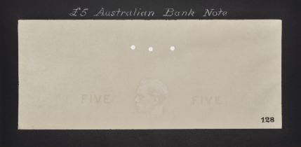 Commonwealth of Australia, watermarked papers for an intended issue of Â£1 and Â£5 of 1936, fe...