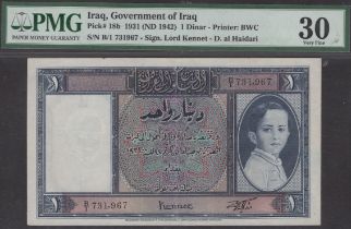 Government of Iraq, 1 Dinar, ND (1942), serial number B/1 731967, Lord Kennet and al Haidari...