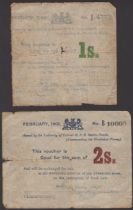 Siege of Mafeking, 1 and 2 Shillings, January 1900, serial numbers A4773 and B10005, very go...