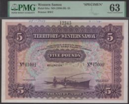 Territory of Western Samoa, Treasury Note, printers archival specimen Â£5, ND (1958), serial...
