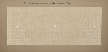 Commonwealth of Australia, watermarked paper as used for the Â£10 of 1925-33, glued into crea...