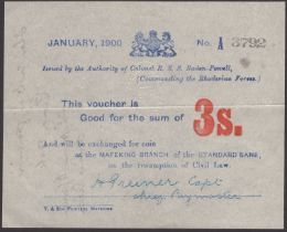 Siege of Mafeking, 3 Shillings, January 1900, serial number A3792, signed on reverse by Geor...