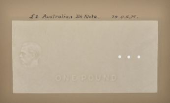 Commonwealth of Australia, watermarked papers for an intended issue of Â£1 and Â£5 of 1936, fe...