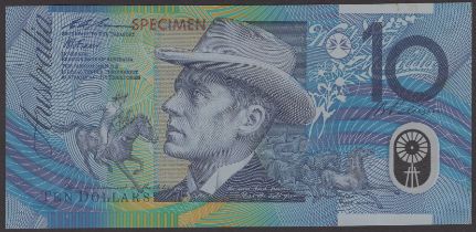 Reserve Bank of Australia, specimen polymer $10, ND (1993), serial number AA 93000000, Frase...