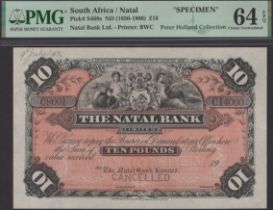 Natal Bank Limited, South Africa, printers archival specimen Â£10, 19-, serial number range C...
