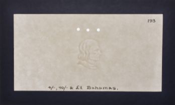 Bahamas Government, watermarked paper for the George VI issue of 1936-47, as used on the 4 a...